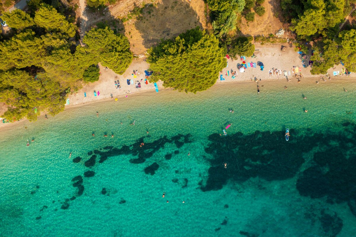 Uvala Vučine kraj Žuljane na Pelješcu, popularna zbog mirne atmosfere i guste borove šume uz plažu.