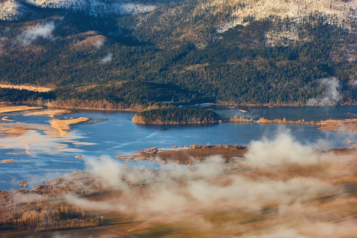 Cerkniško jezero u Sloveniji snimljeno kroz šaš