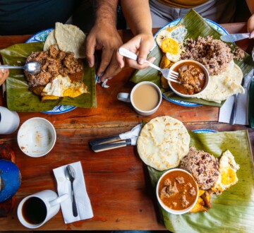 People,Eating,Gallo,Pinto,,Carne,En,Salsa,,Fried,Eggs,,And